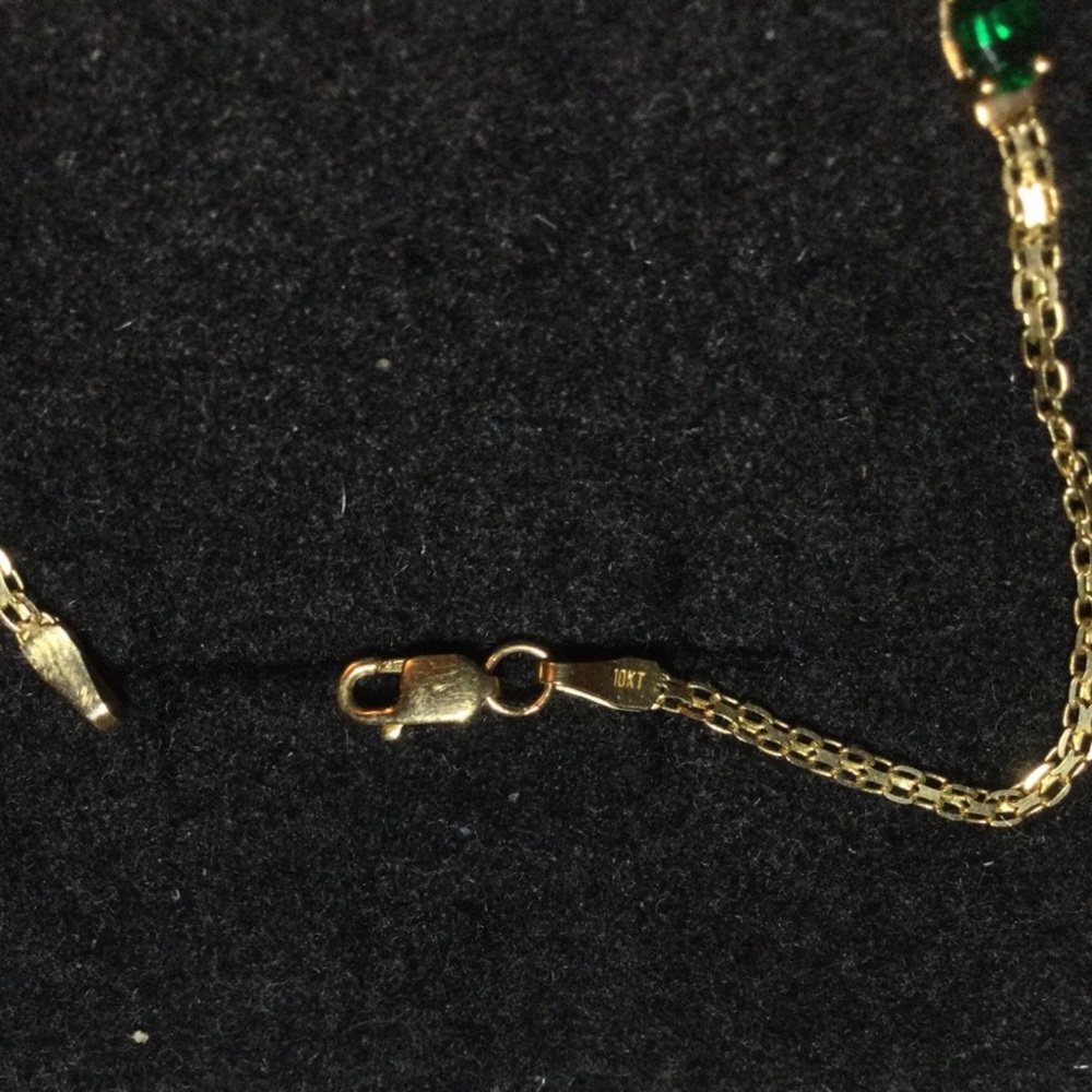 10K YG  Emerald Chain Link Bracelet Yellow Gold 10k 10KT 10kt 10 karat - Picture 8 of 10
